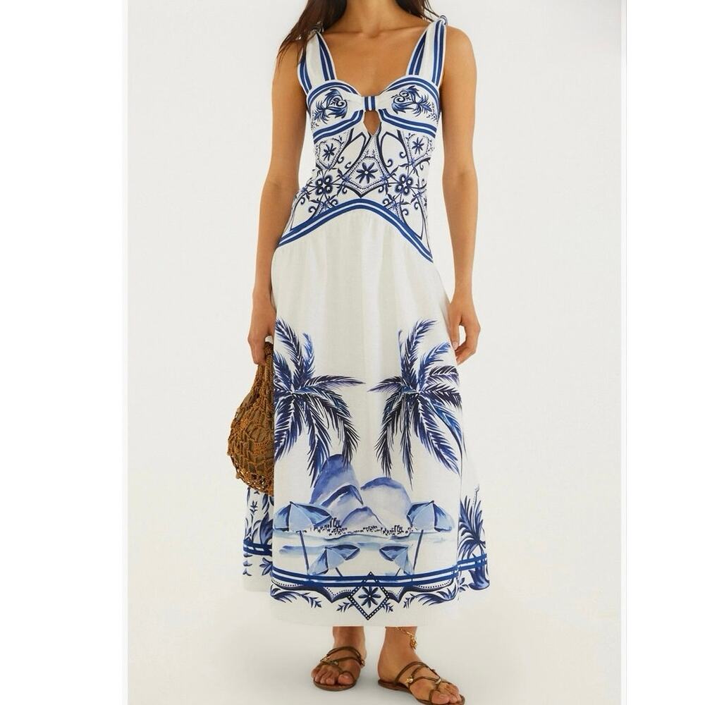 Farm Rio Wonderful City Tropical Print Maxi
Dress XS